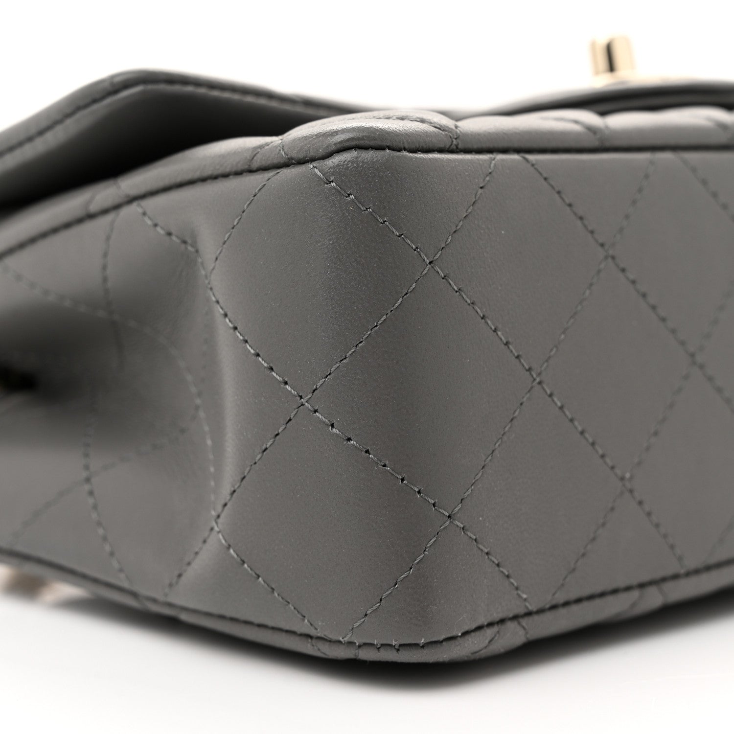 Chanel Lambskin Quilted Mini Rectangular Flap Dark Grey 9 of 10