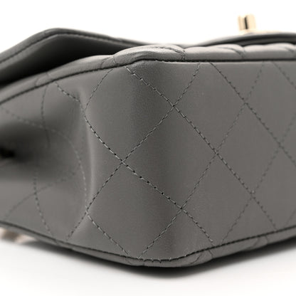 Chanel Lambskin Quilted Mini Rectangular Flap Dark Grey 9 of 10