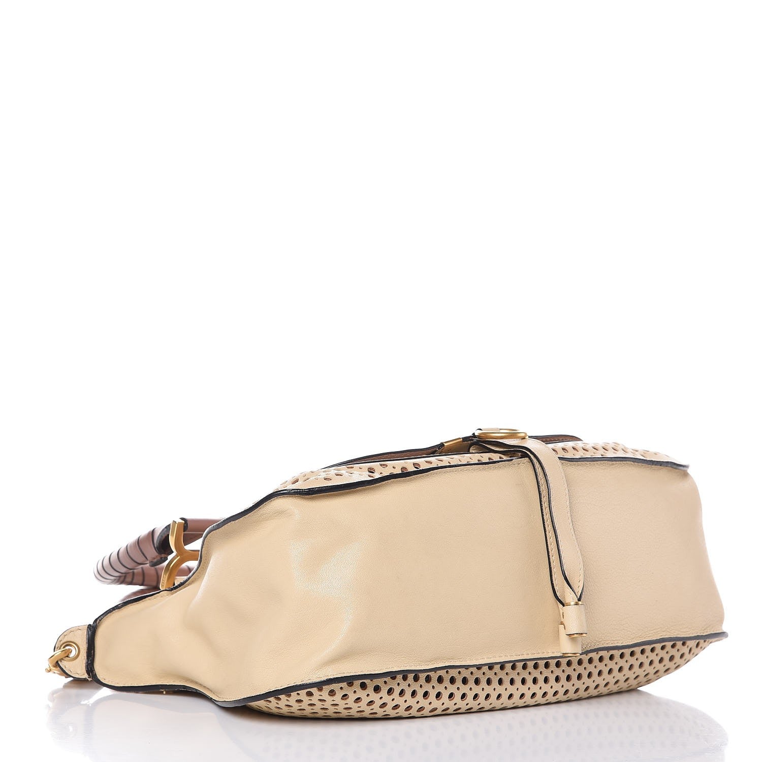 Chloe Calfskin Perforated Medium Marcie Satchel Beige 5 of 17