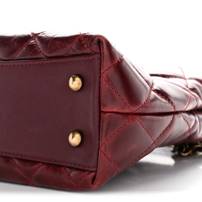 Chanel Glazed Calfskin Quilted Small Gold Bar Tote Red 11 of 11