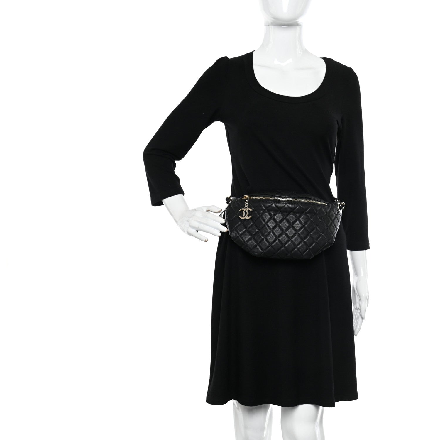 Chanel Calfskin Quilted Banane Waist Bag Fanny Pack Black 2 of 10