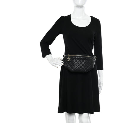 Chanel Calfskin Quilted Banane Waist Bag Fanny Pack Black 2 of 10