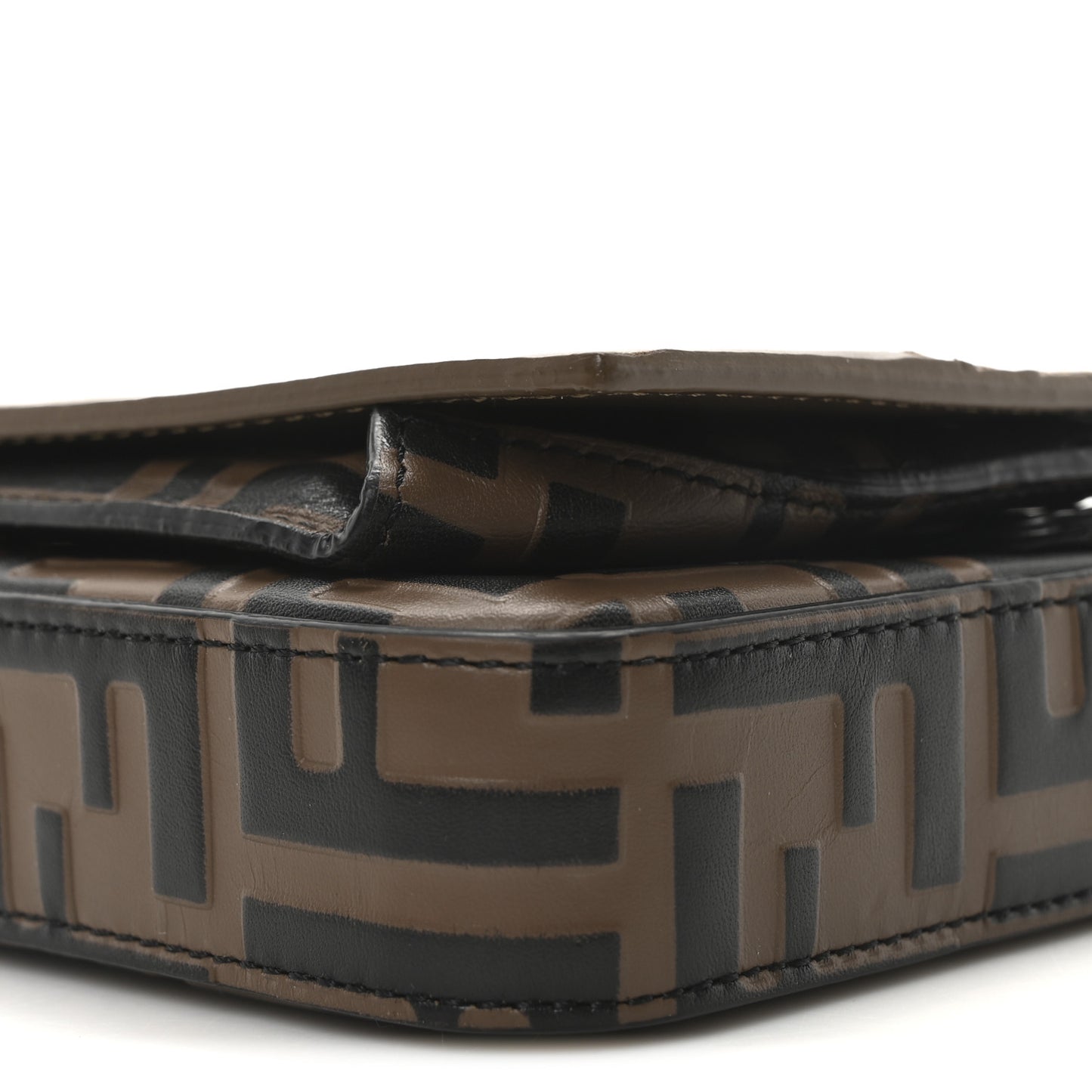 Vitello Soft F is Fendi Bi-Color FF 1974 Embossed Envelope Wallet On Chain with Pouches Maya Black