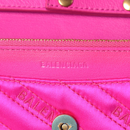 Balenciaga Satin Jacquard Logo Matelasse BB Wallet On Chain Fuchsia 6 of 12