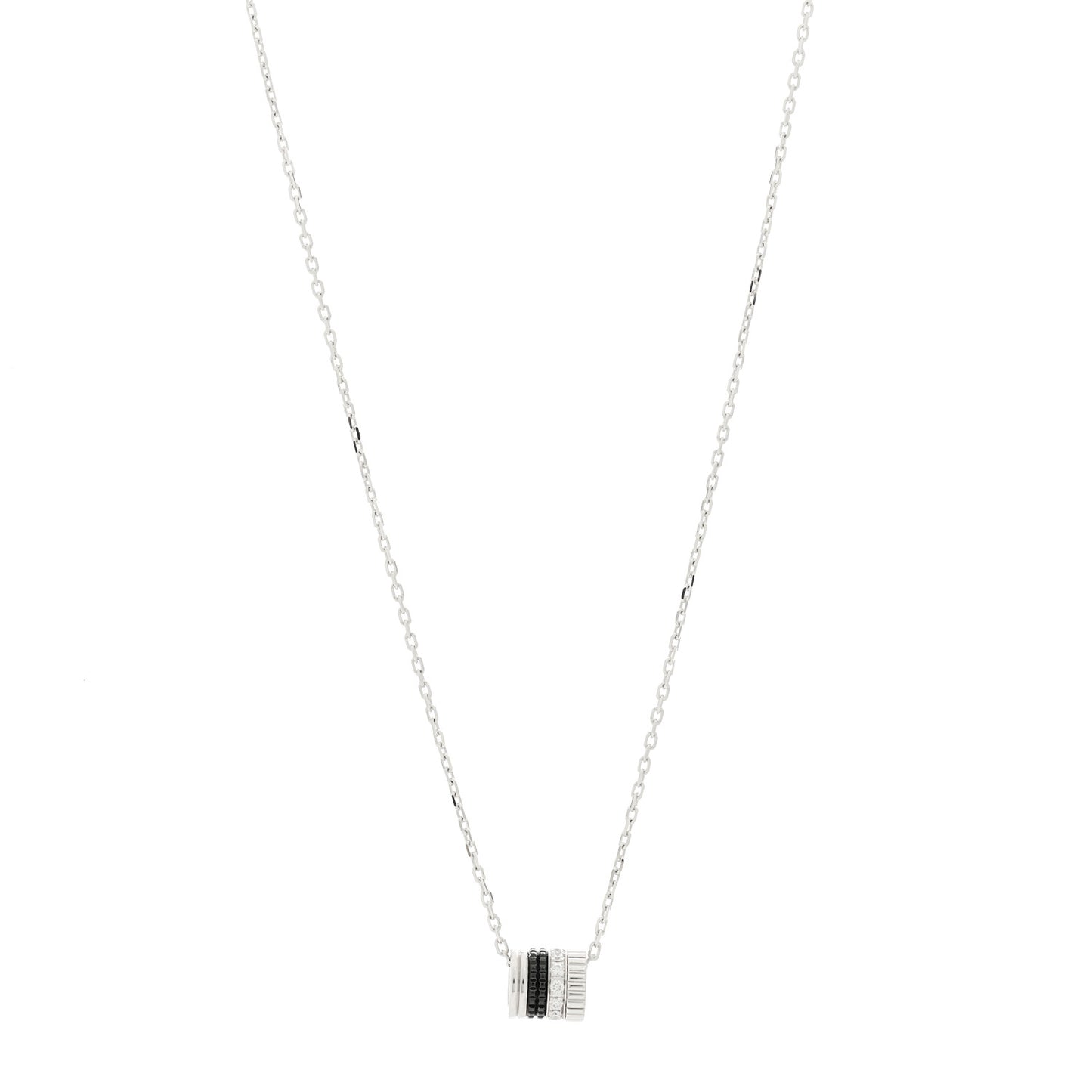 18K White Gold Diamond PVD Quatre SM Ring Pendant Necklace