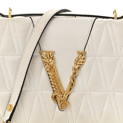 Versace Nappa Quilted Virtus Top Handle Shoulder Bag White 8 of 13