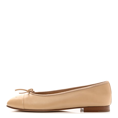 Chanel Lambskin Cap Toe CC Ballerina Flats 41 Beige 1 of 11