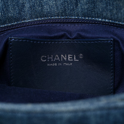 Chanel Denim Camellia Embroidered Medium Just Mademoiselle Blue 6 of 13