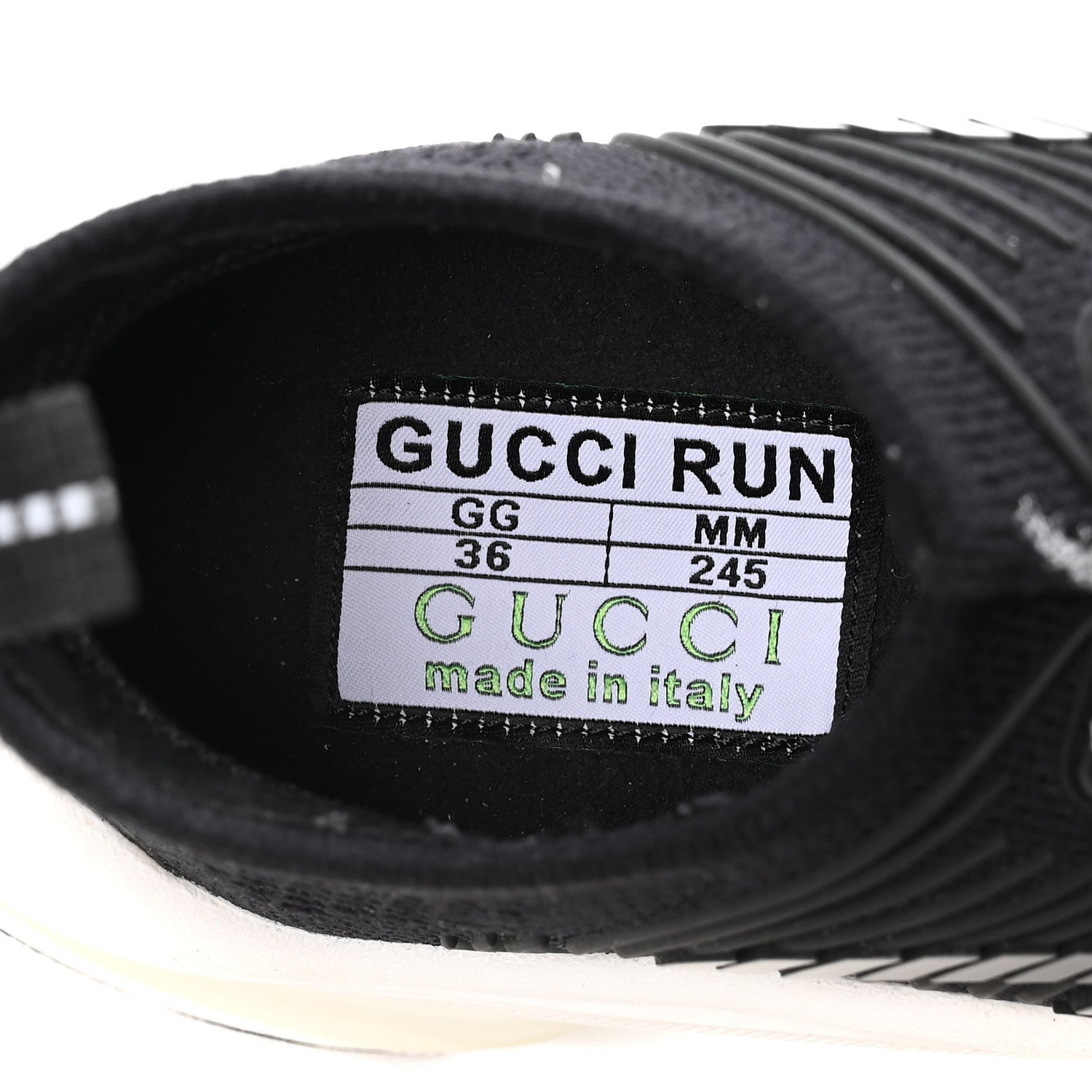 Gucci Technical Knit Fabric Waves Womens Gucci Run Sneakers 36 Black Loess 7 of 7