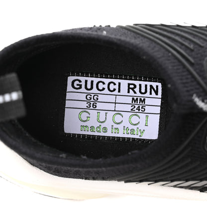 Gucci Technical Knit Fabric Waves Womens Gucci Run Sneakers 36 Black Loess 7 of 7