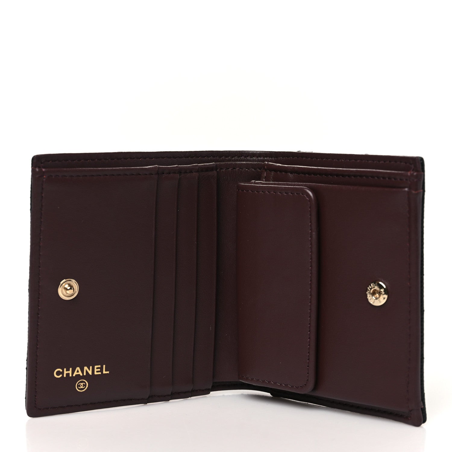 Chanel Caviar Quilted Compact Bifold Wallet Black 1712929