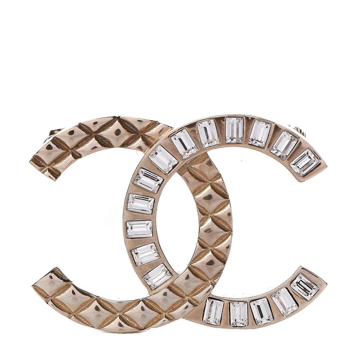 Chanel Baguette Crystal Quilted CC Brooch Gold 1 of 4