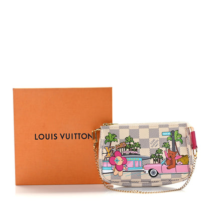 Louis Vuitton Damier Azur 2021 Christmas Animation Hollywood Mini Pochette Accessories Fuchsia 10 of 10
