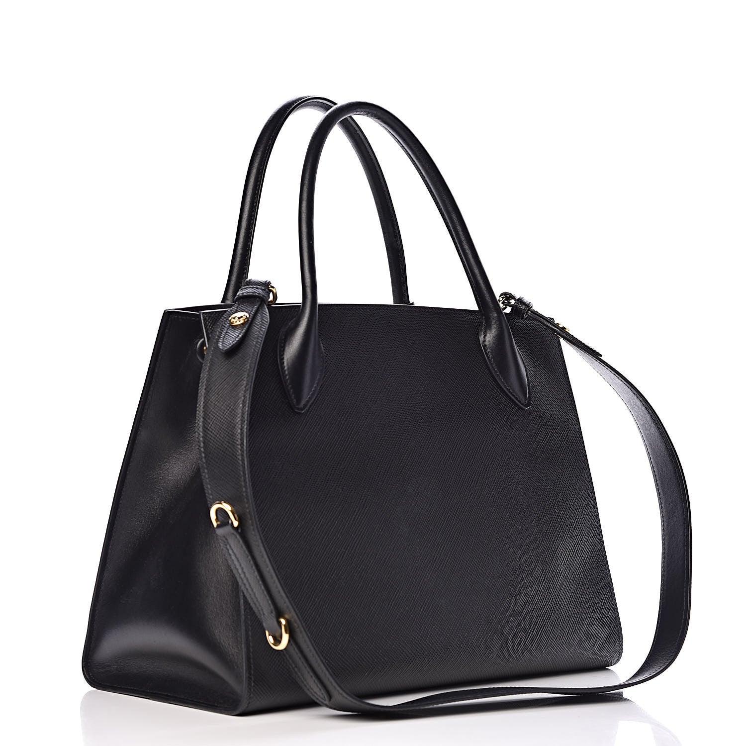 Prada Saffiano Cuir Calfskin Medium Monochrome Top Handle Tote Black 3 of 10