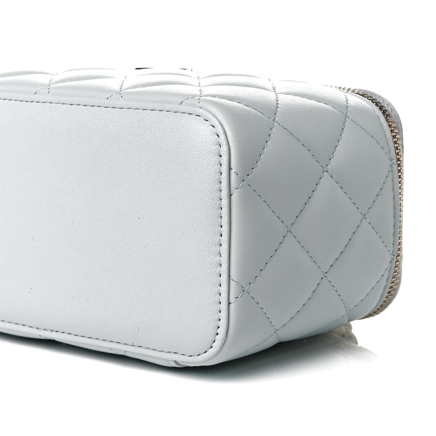 Chanel Lambskin Quilted Small Top Handle Vanity Case With Chain Light Blue 8 of 10