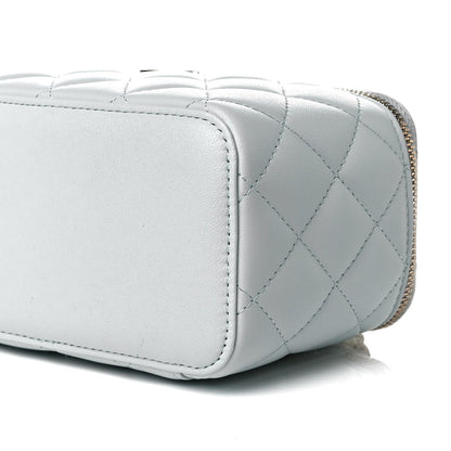 Chanel Lambskin Quilted Small Top Handle Vanity Case With Chain Light Blue 8 of 10