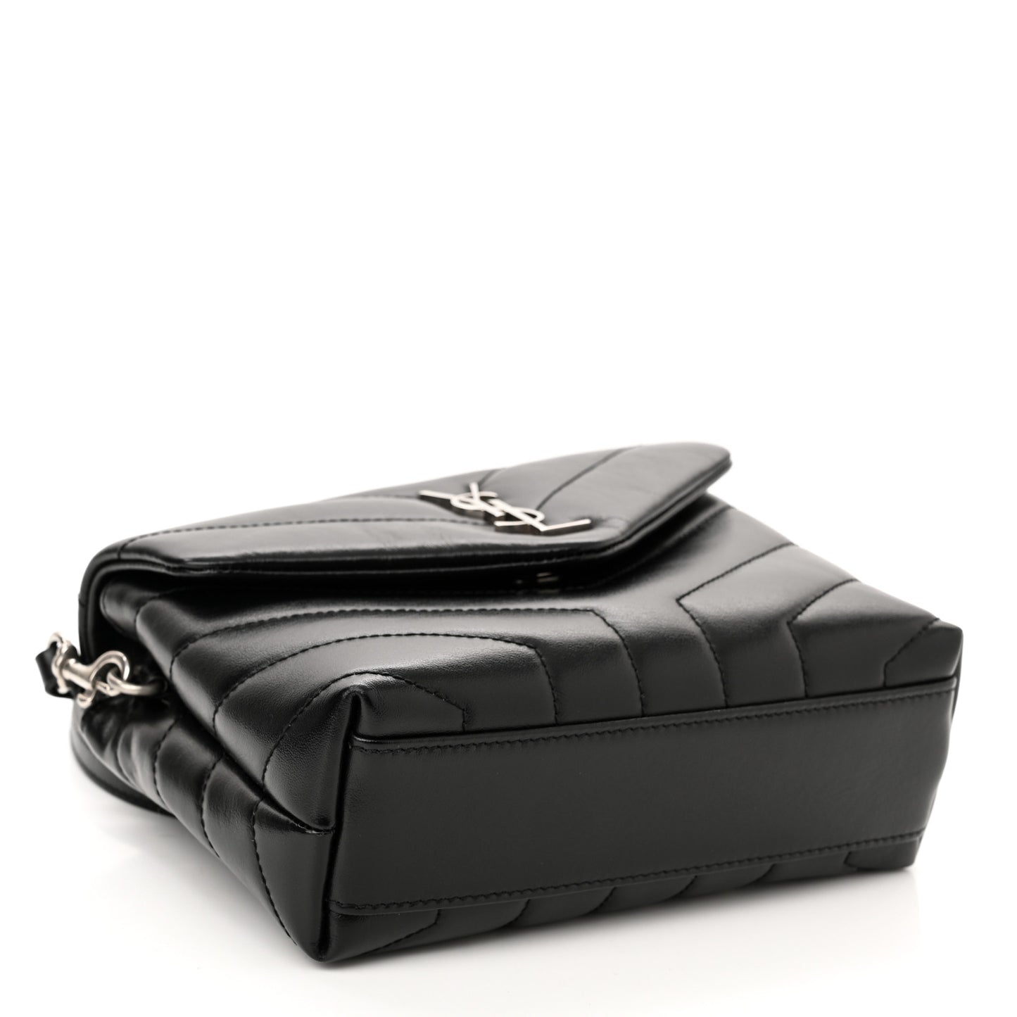 Calfskin Y Quilted Monogram Toy Loulou Crossbody Bag Black