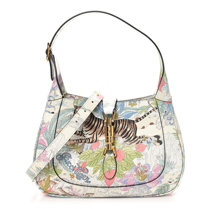 Gucci New Shangai Calfskin Tiger Savanah Small Jackie 1961 Hobo Chalky White Multicolor 1 of 10
