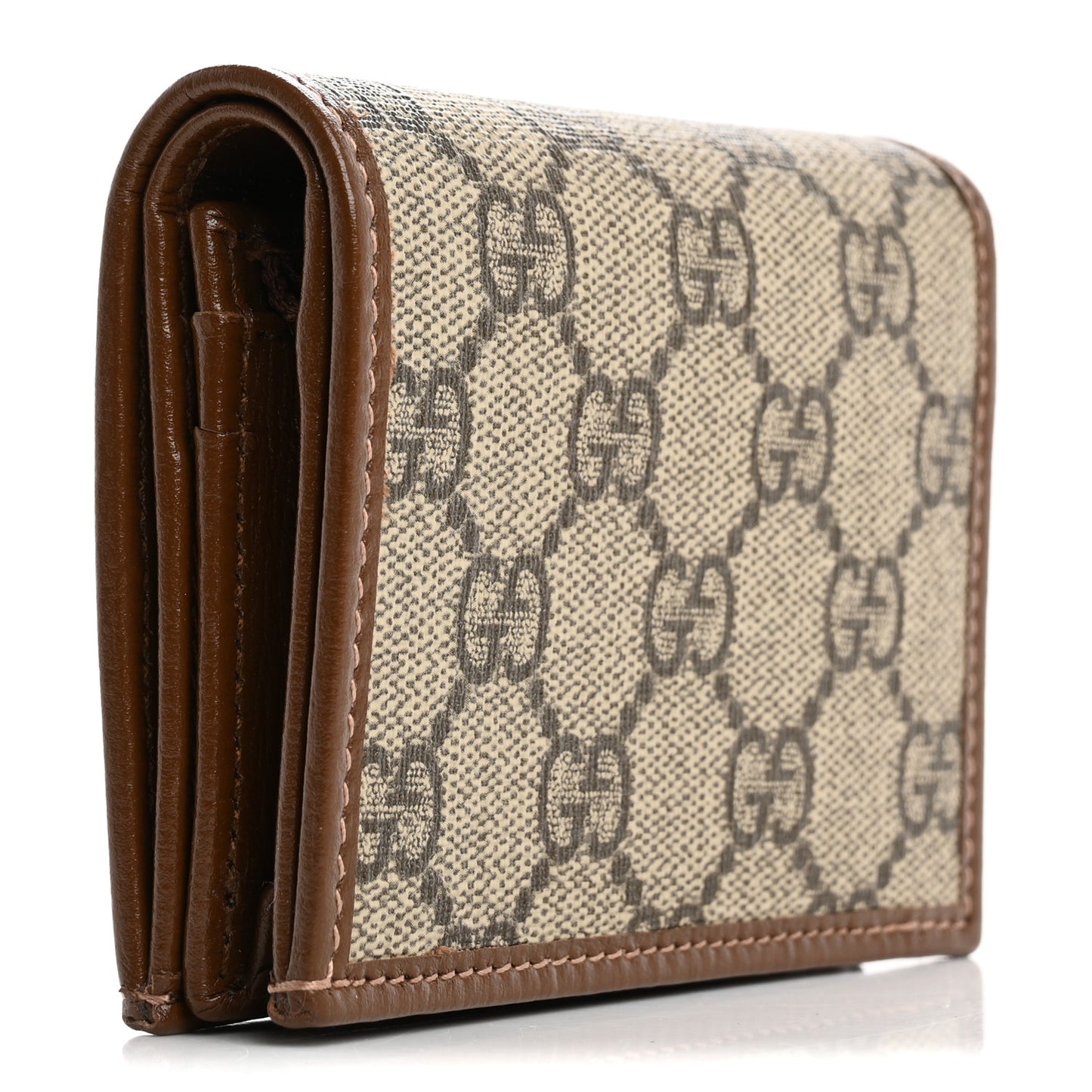 GG Supreme Monogram Horsebit 1955 Card Case Wallet Beige Ebony Brown Sugar