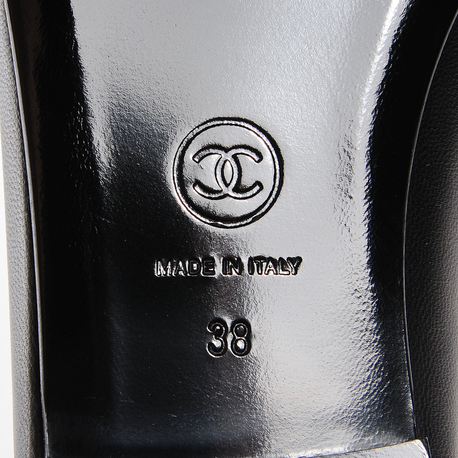 Chanel Leather Patent CC Cap Toe Ballerina Flats 38 Black 6 of 8