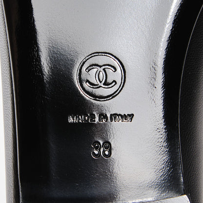 Chanel Leather Patent CC Cap Toe Ballerina Flats 38 Black 6 of 8