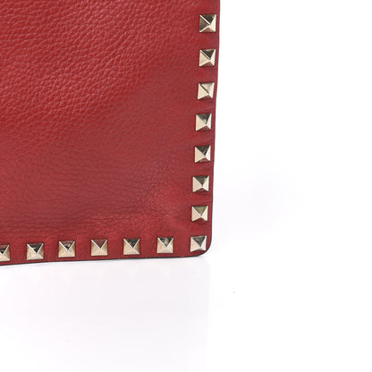 Valentino Garavani Pebbled Calfskin Large Rockstud Zip Pouch Rosso Valentino 11 of 12