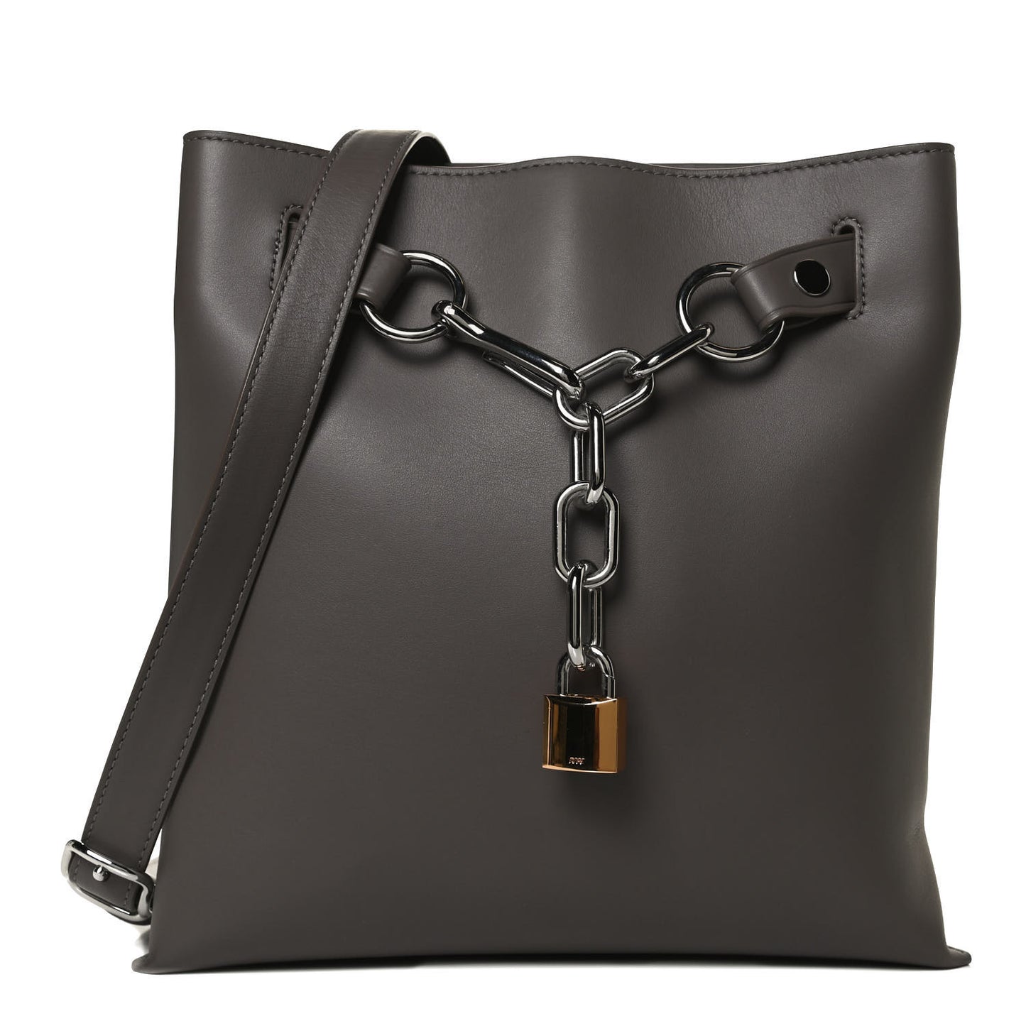 Smooth Calfskin Attica Chain Satchel Mink Grey