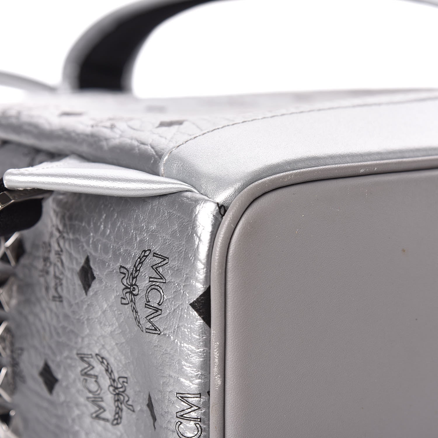 MCM Metallic Visetos Medium Side Stud Stark Backpack Berlin Silver 13 of 14