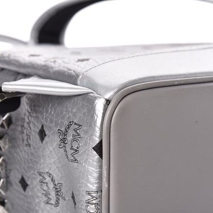 MCM Metallic Visetos Medium Side Stud Stark Backpack Berlin Silver 13 of 14