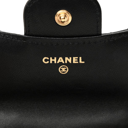 Chanel Lambskin Quilted Top Handle Flap Coin Purse With Chain Black 6 of 12
