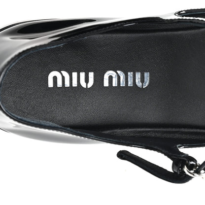 Miu Miu Vernice Logo T-Strap Ballerina Flats 37.5 Black 8 of 9