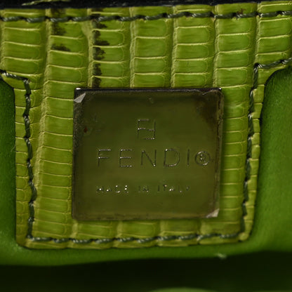 Fendi Zucca Lizard Embroidered Baguette Tobacco Green Multicolor 6 of 18