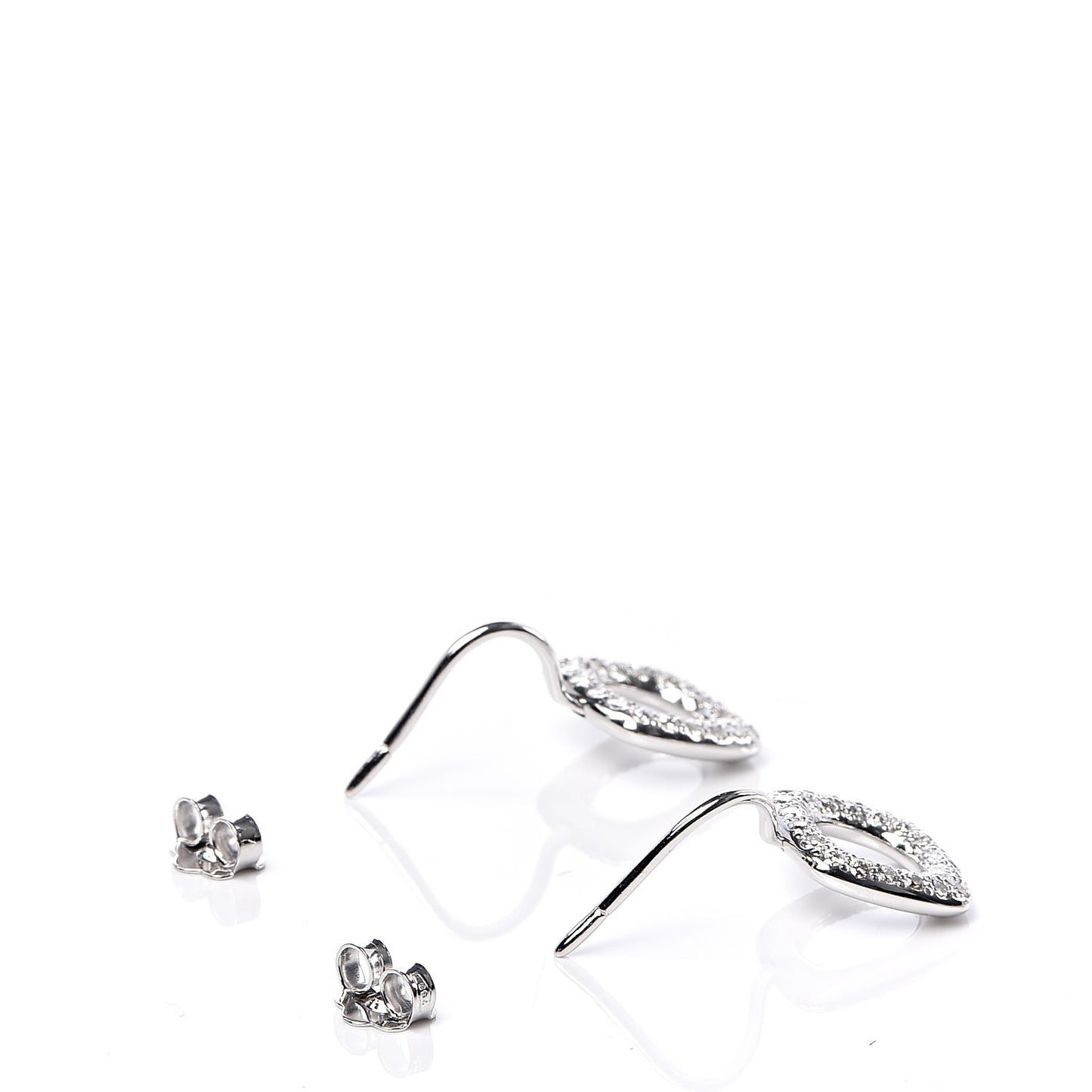 18K White Gold Diamond Cushion Drop Earrings