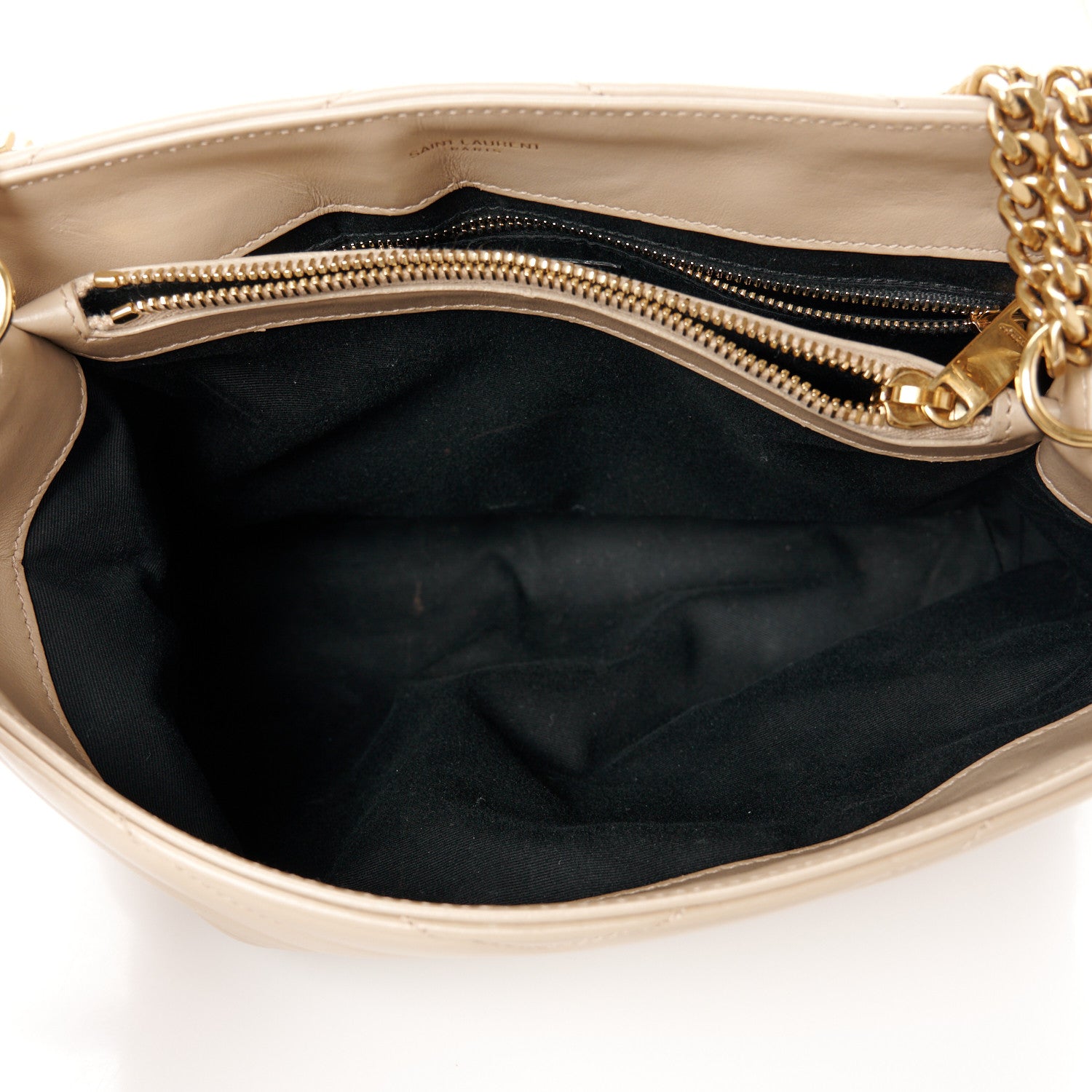 Saint Laurent Calfskin Matelasse Medium Loulou Monogram Chain Satchel Dark Latte 5 of 12