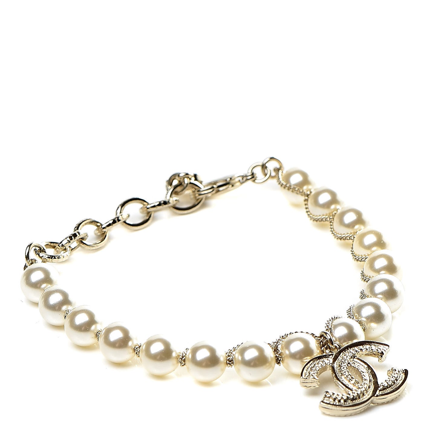 Pearl Crystal CC Bracelet Gold