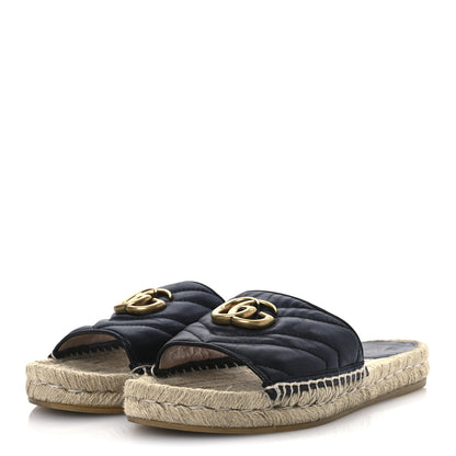 Gucci Nappa Matelasse GG Marmont Espadrille Slide Sandals 38 Black 4 of 14