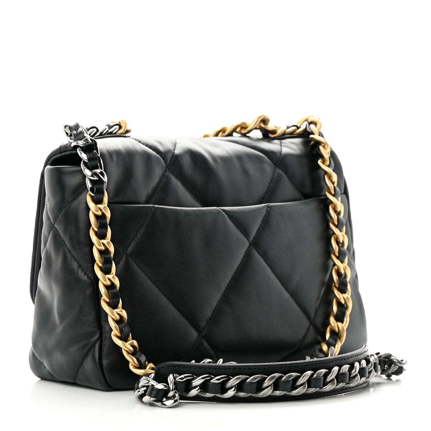 Chanel Shiny Goatskin Quilted Medium Chanel 19 Flap Black 3 of 12