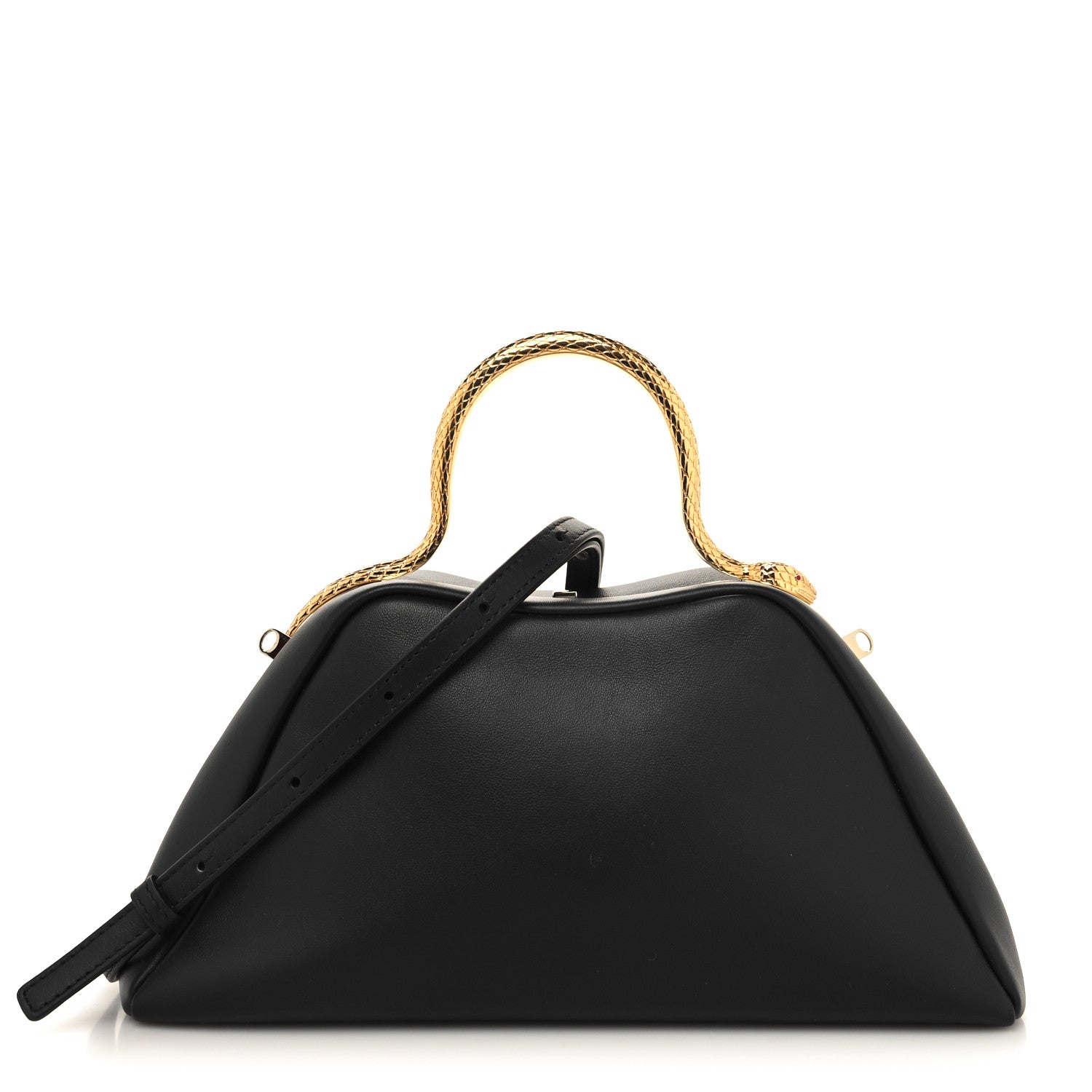Bulgari Soft Calfskin Serpentine Top Handle Bag Black 1 of 9
