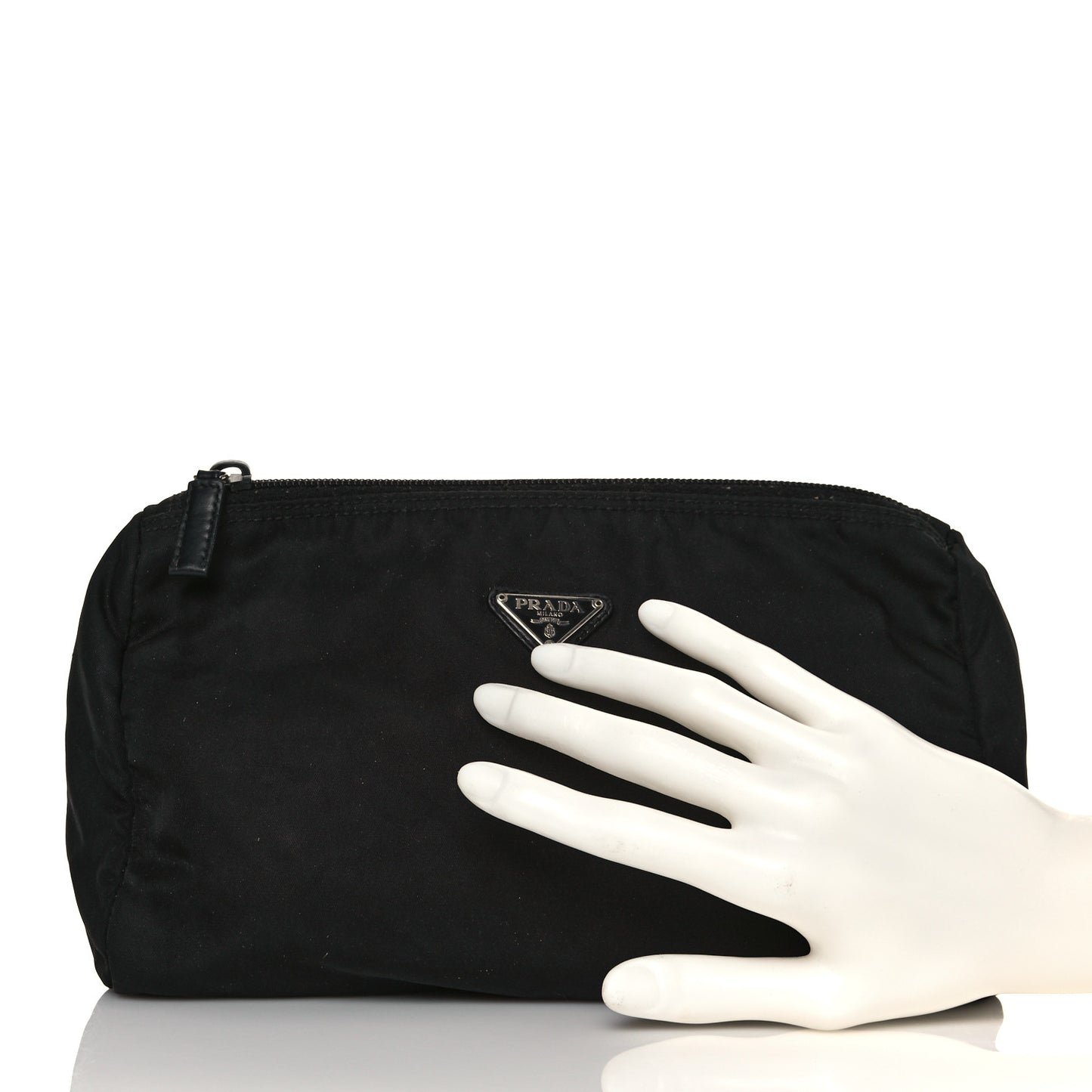 Nylon Tessuto Cosmetic Pouch Black