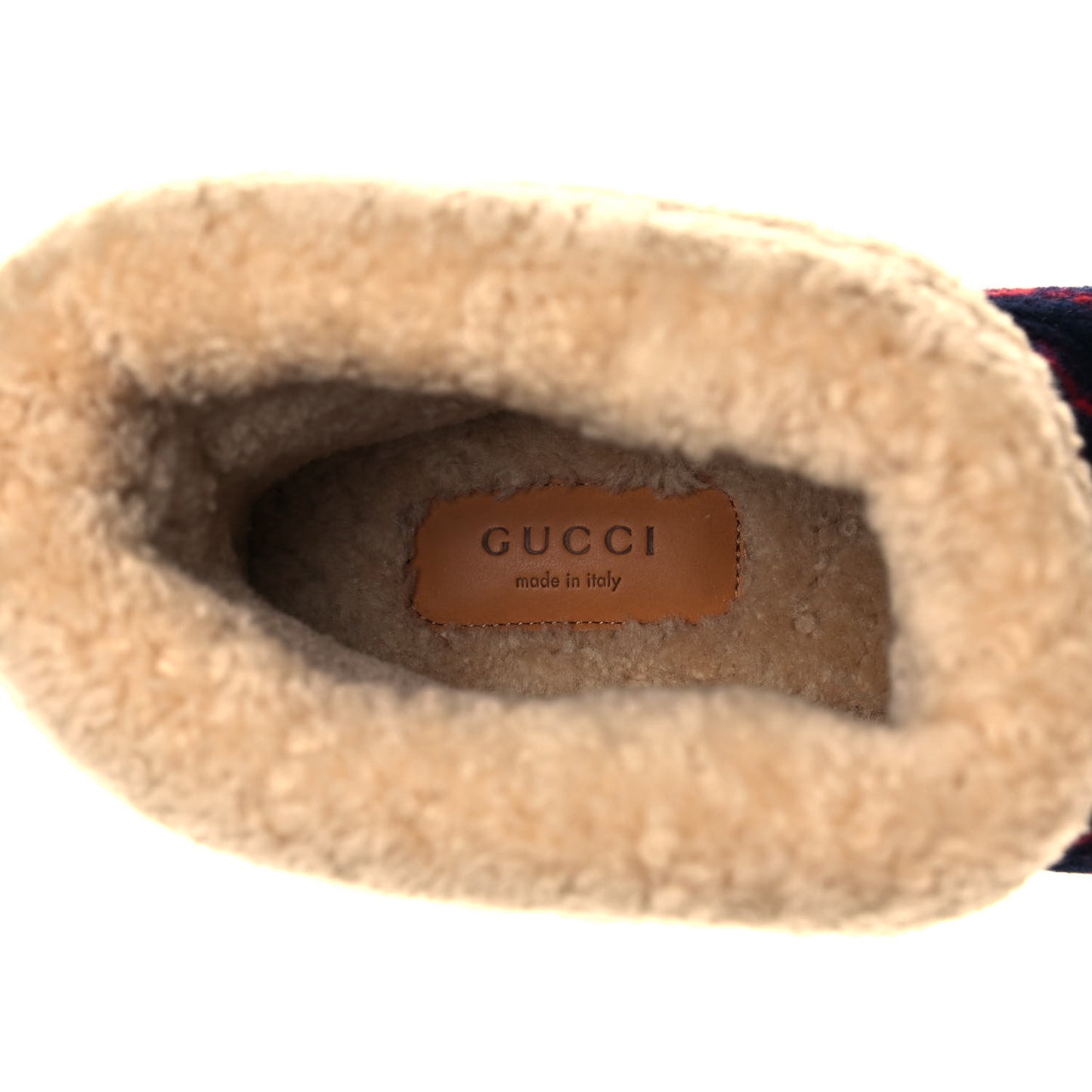 Covered Wool GG Monogram Womens Fria Horsebit Ankle Boots 40.5 Blue Red Butterscotch