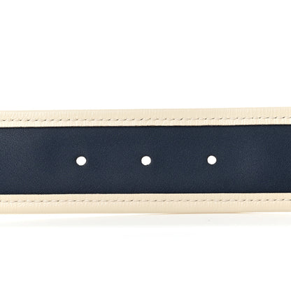 Gucci Azalea Calfskin Matelasse Diagonal Nickel Torchon Double G 40mm Belt 80 32 Blue Agata Mystic White 5 of 5