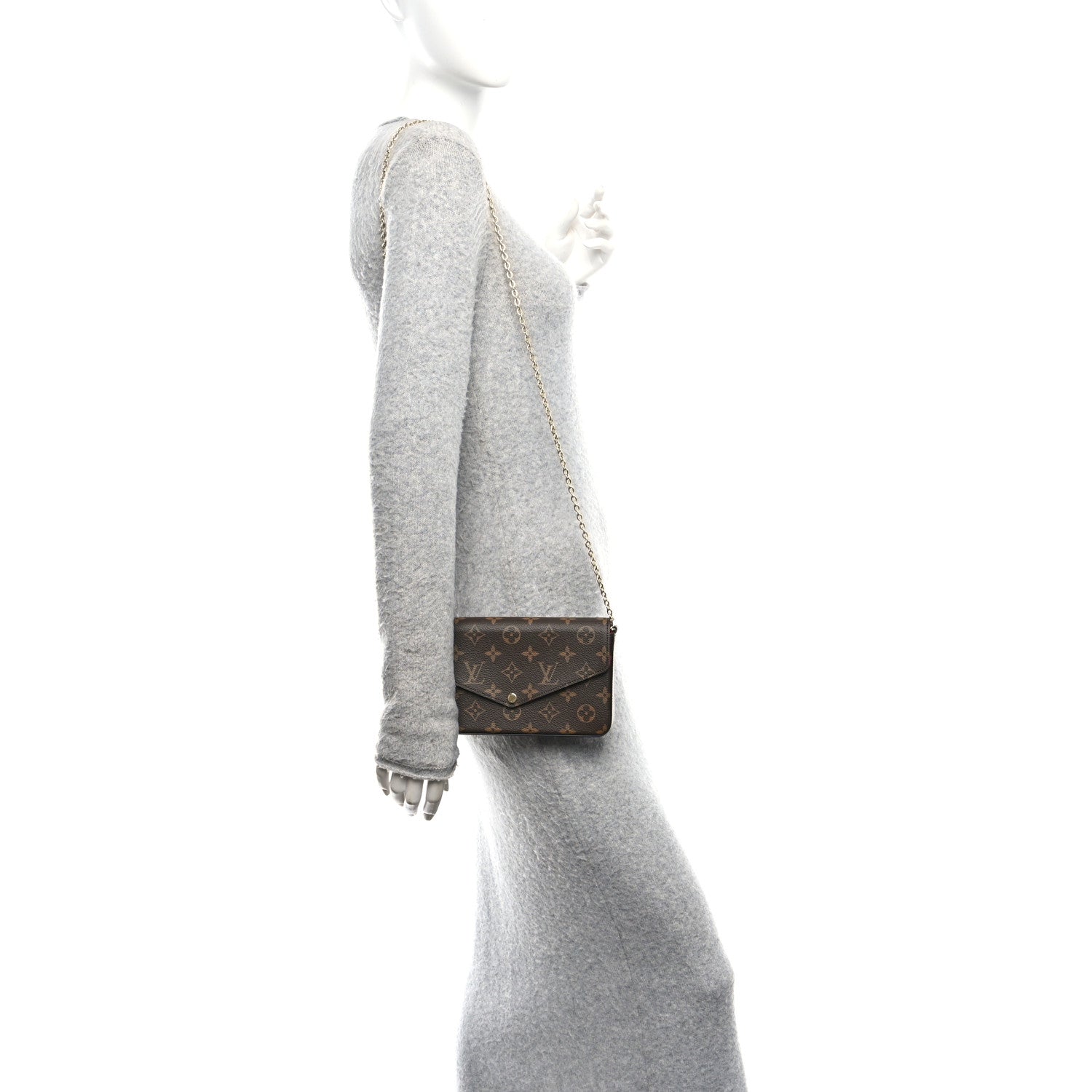 Louis Vuitton Monogram Pochette Felicie Chain Wallet Fuchsia 2 of 11