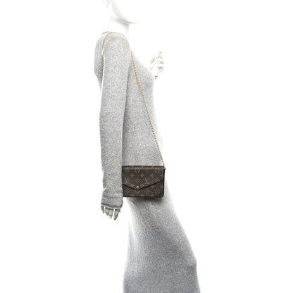 Louis Vuitton Monogram Pochette Felicie Chain Wallet Fuchsia 2 of 11