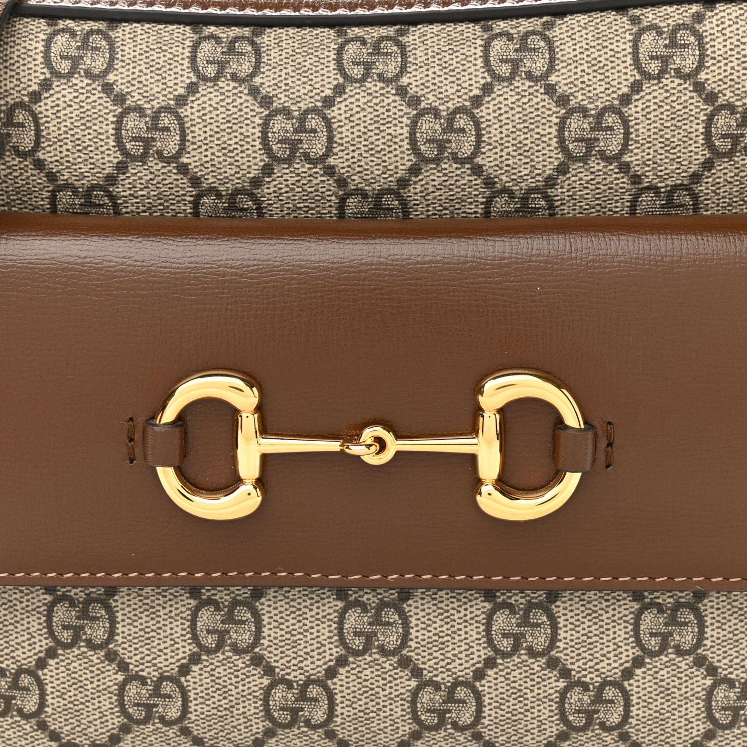 Gucci GG Supreme Monogram Small Horsebit 1955 Shoulder Bag Beige Brown Sugar 8 of 10
