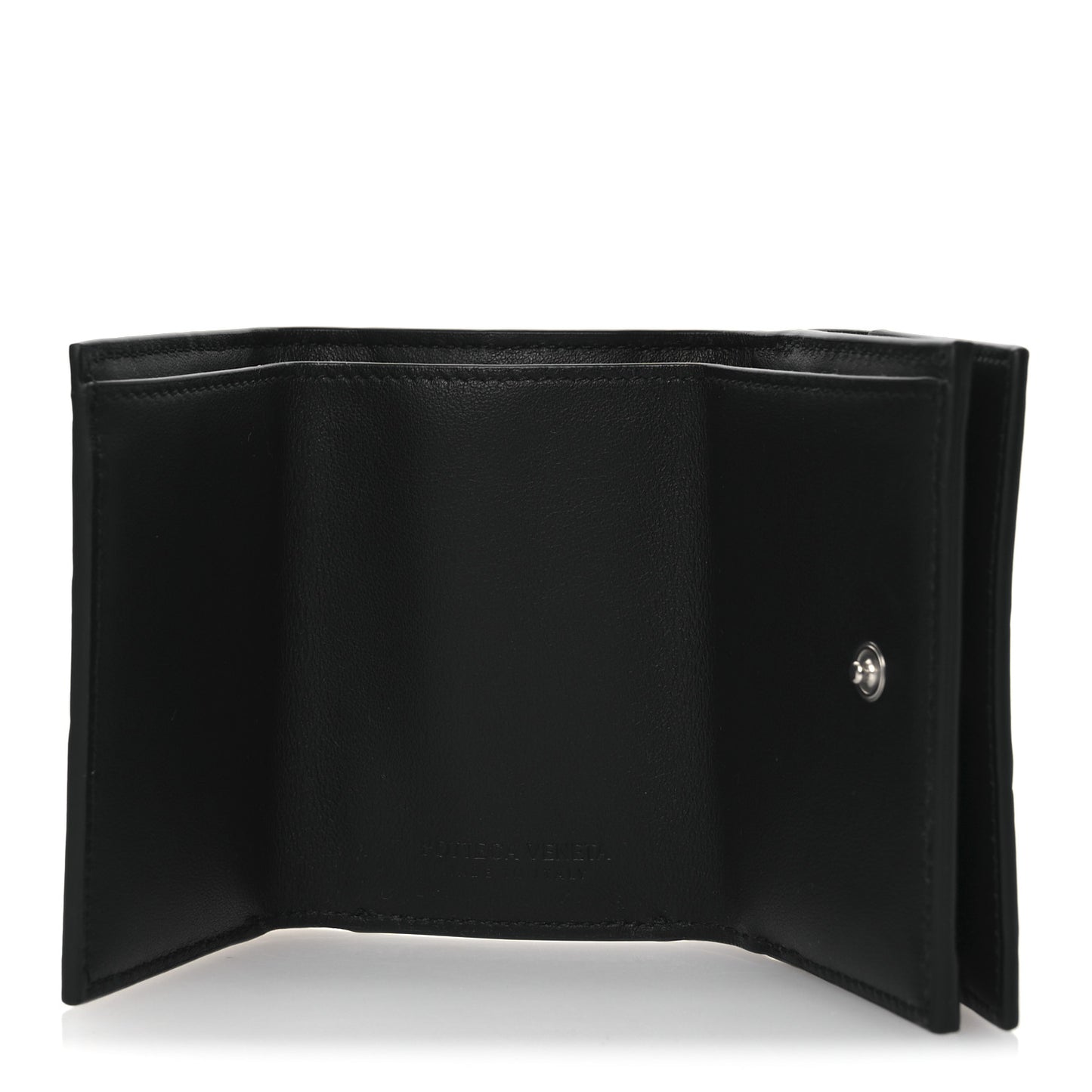 Nappa Maxi Intrecciato Tri-Fold Wallet Black