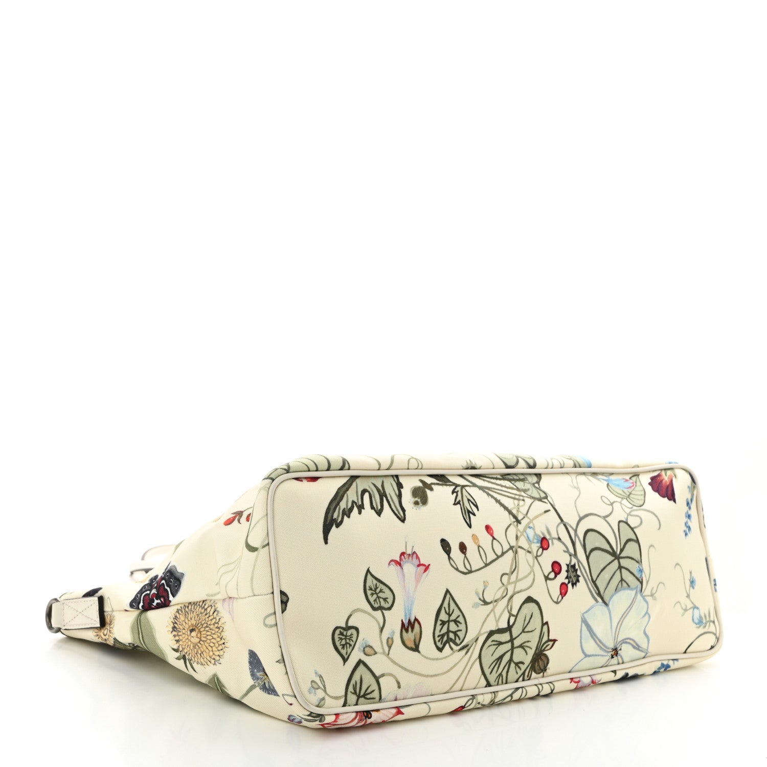 Gucci Canvas Flora Knight Medium Zippered Tote White 4 of 11