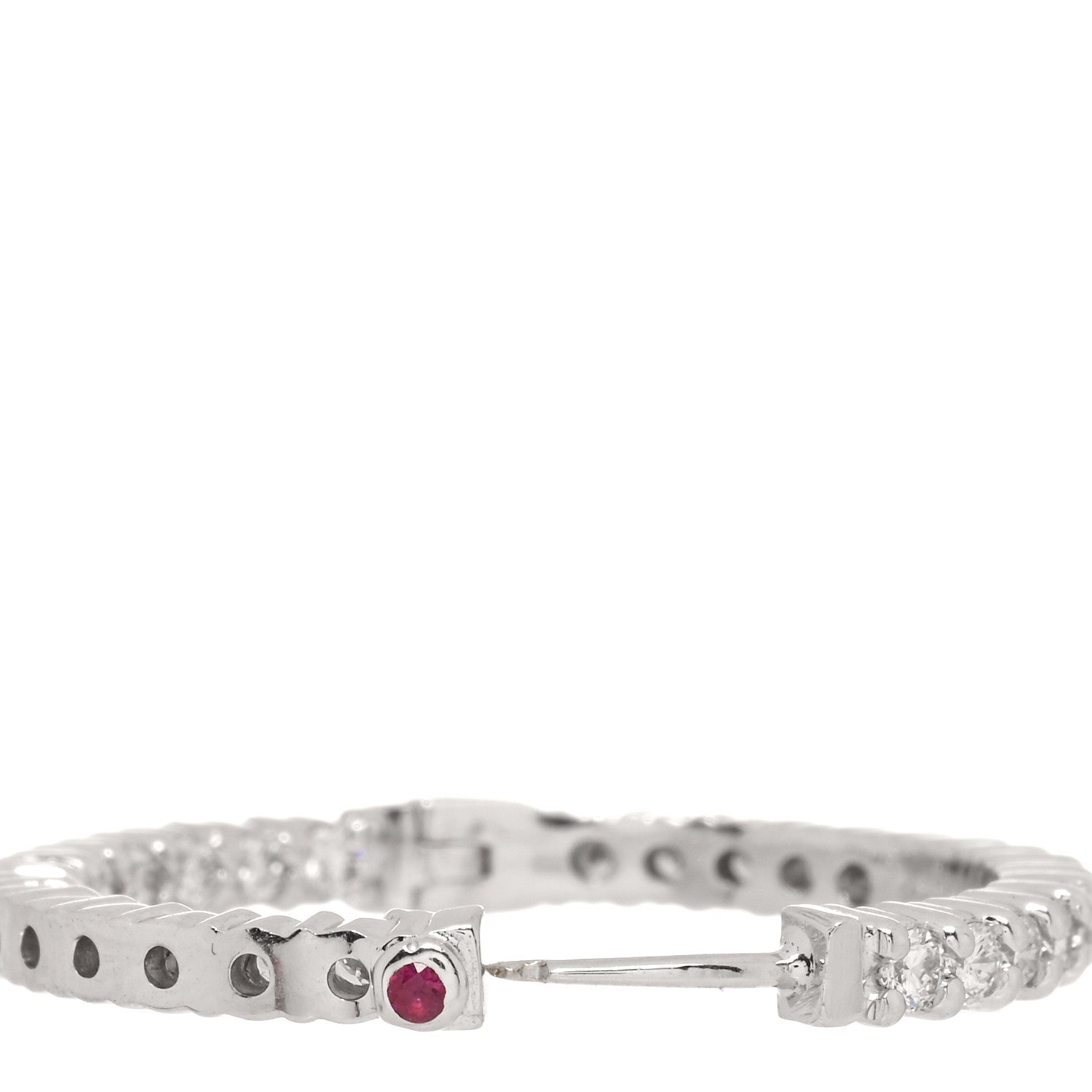Roberto Coin 18K White Gold Diamond Small Inside Outside Hoop Earrings 4 of 5