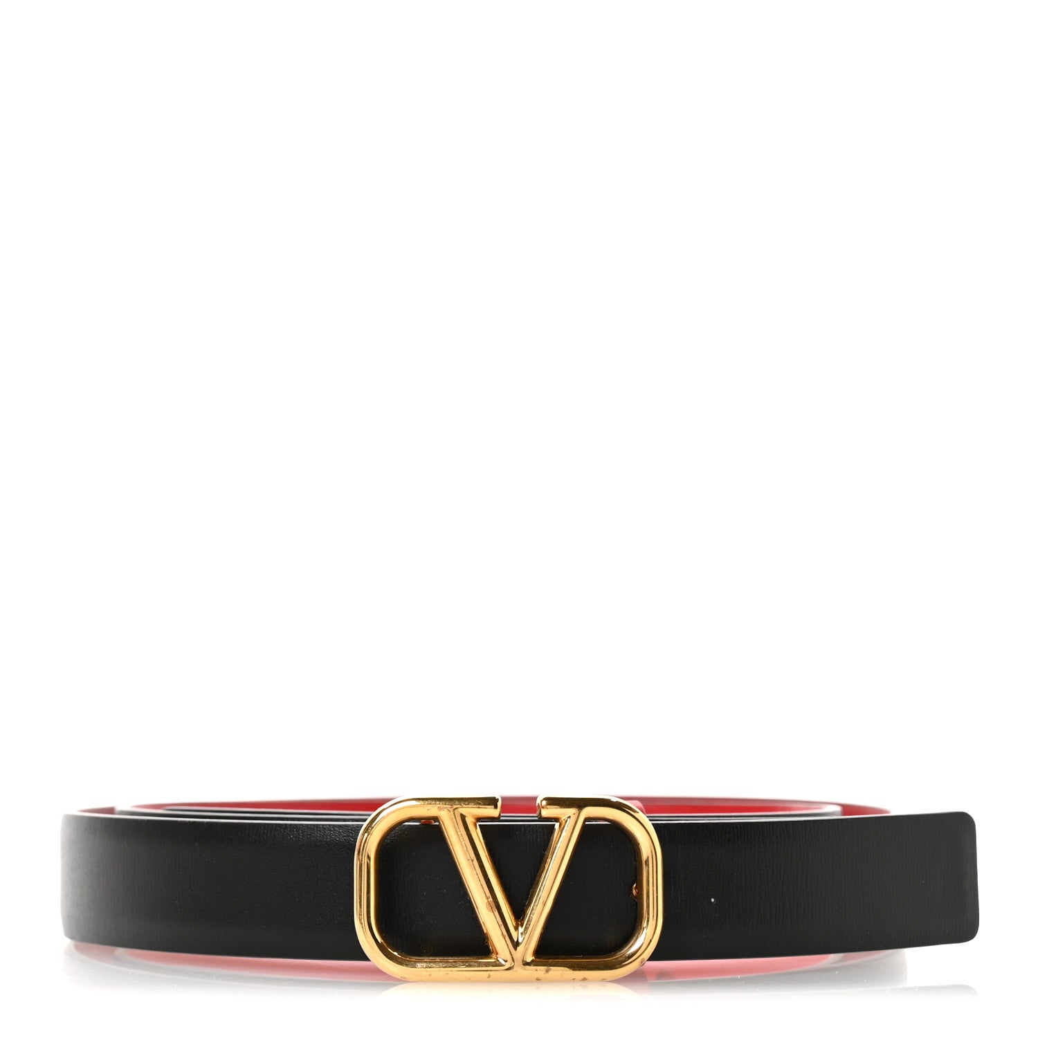 Valentino Garavani Glossy Calfskin VLogo Reversible 30mm Belt 70 28 Black Rouge Pur 1 of 8