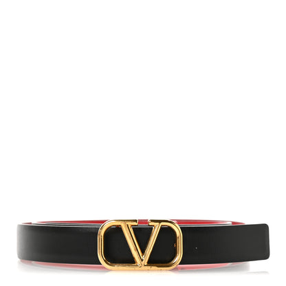 Valentino Garavani Glossy Calfskin VLogo Reversible 30mm Belt 70 28 Black Rouge Pur 1 of 8