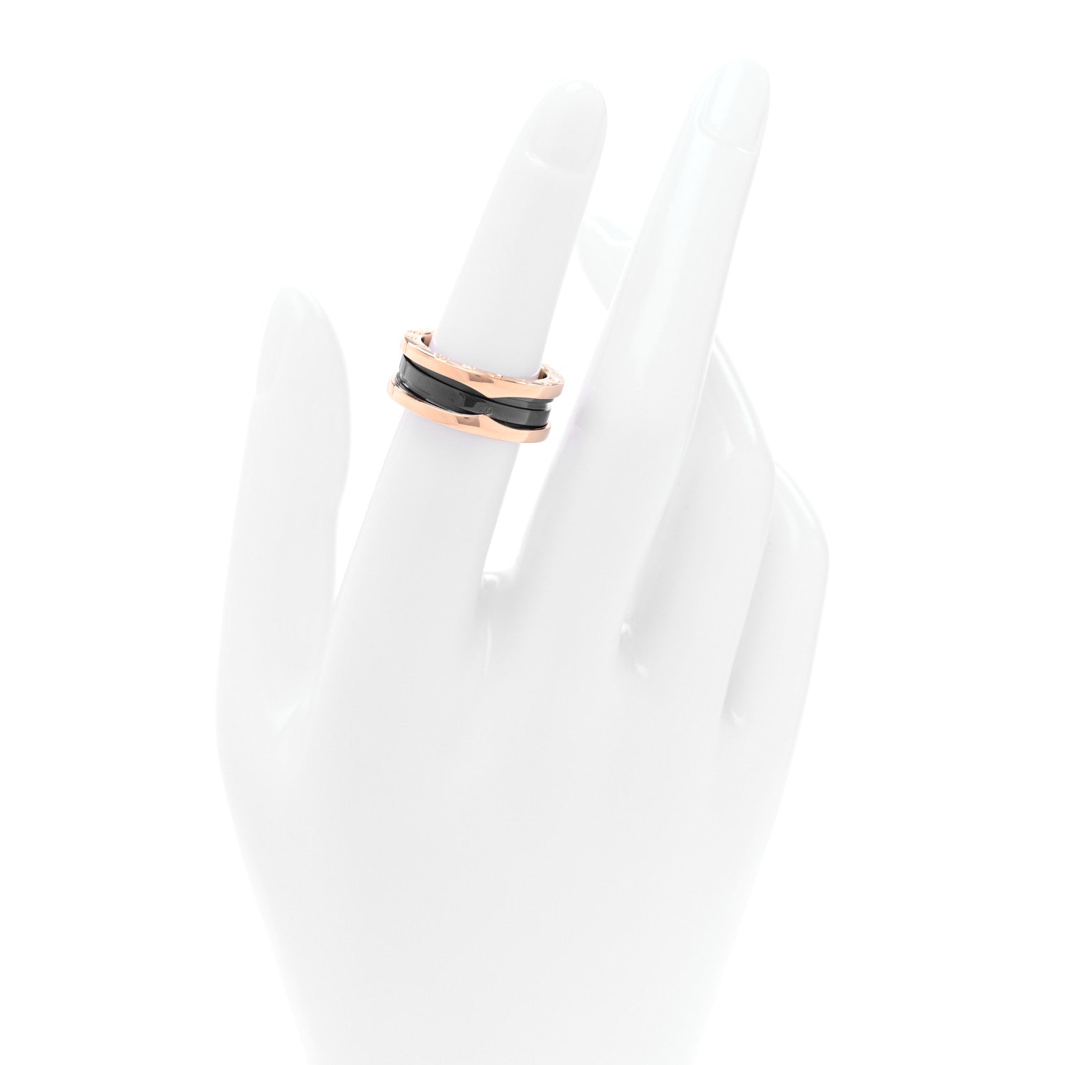Bulgari 18K Rose Gold Black Ceramic B.Zero1 Two-Band Ring 52 6 2 of 4